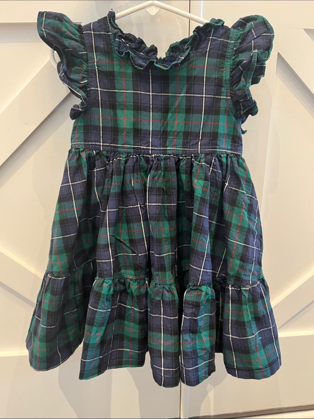 Pink Chicken Green and Navy Plaid Ruffle Tiered Dress 3Y
